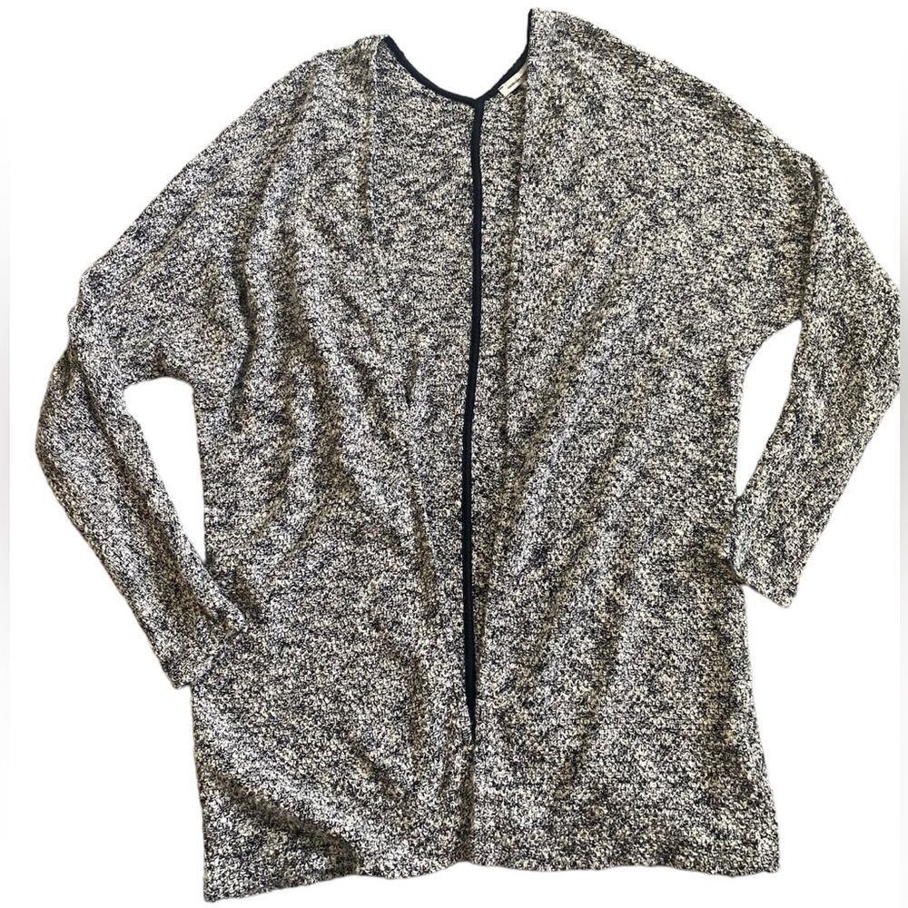 American Eagle Marled Black and White Open-Front Drapey Cardigan